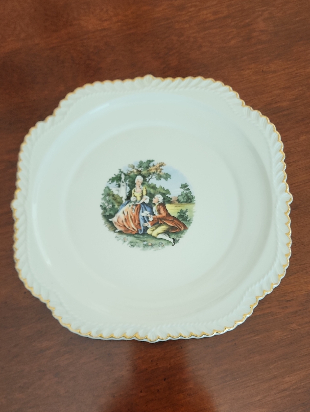 Vintage Decorative Plate with 22K  Gold Trim